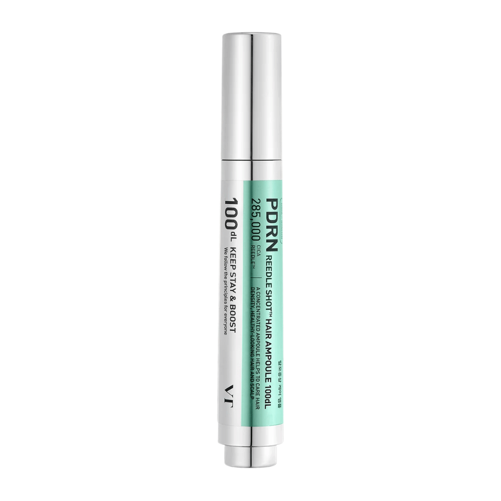 PDRN Reedle Shot Hair Ampoule 100dL in penvorm op een witte achtergrond, een geconcentreerd hoofdhuidserum dat de hoofdhuid versterkt en gezonder haar ondersteunt.