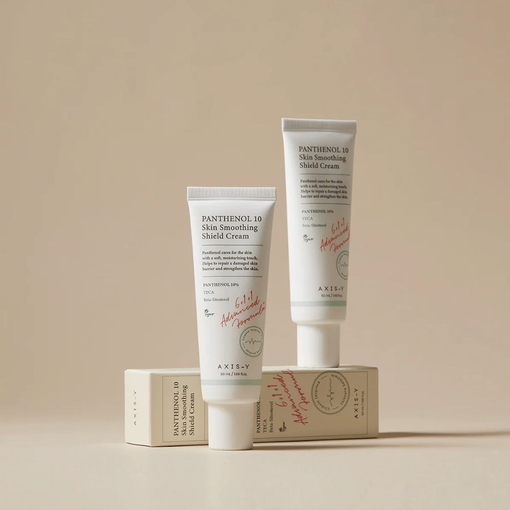 AXIS-Y Panthenol 10 Skin Smoothing Shield Cream met product en verpakking