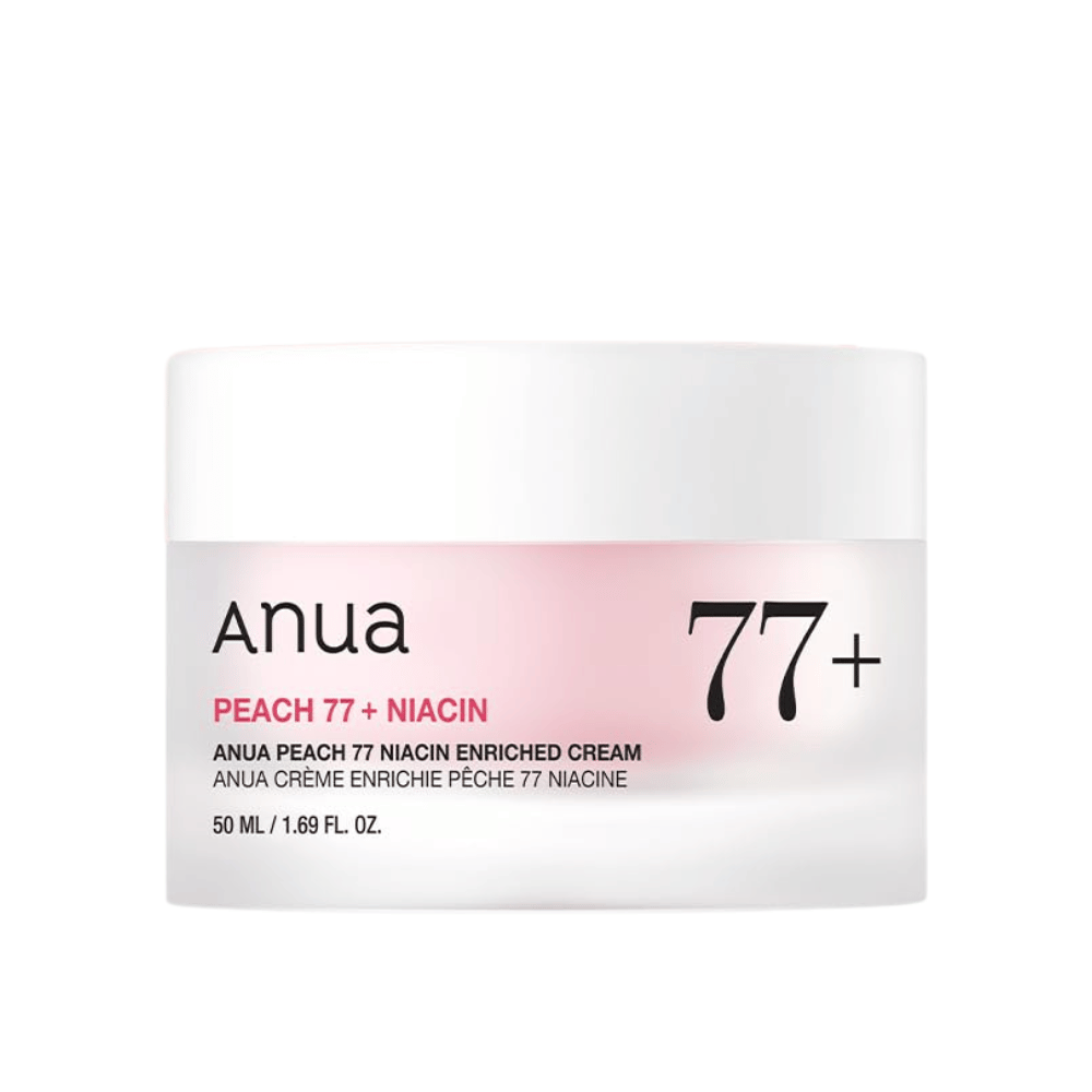 Productafbeelding van Anua Peach 77% Niacin Enriched Cream 50 ml – een glansgevende en vochtboostende crème met niacinamide.