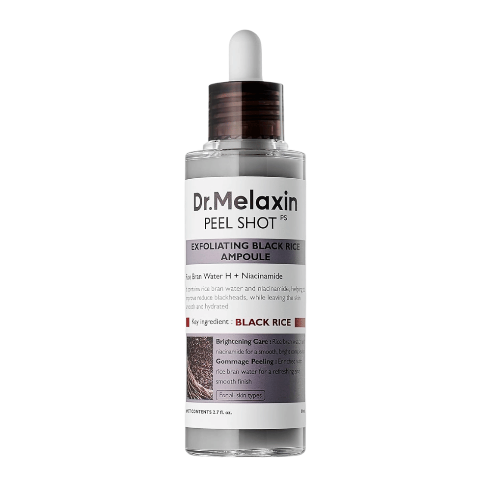Dr.Melaxin Peel Shot PS Exfoliating Black Rice Ampoule 80ml met niacinamide en rijstwater voor milde chemische peeling