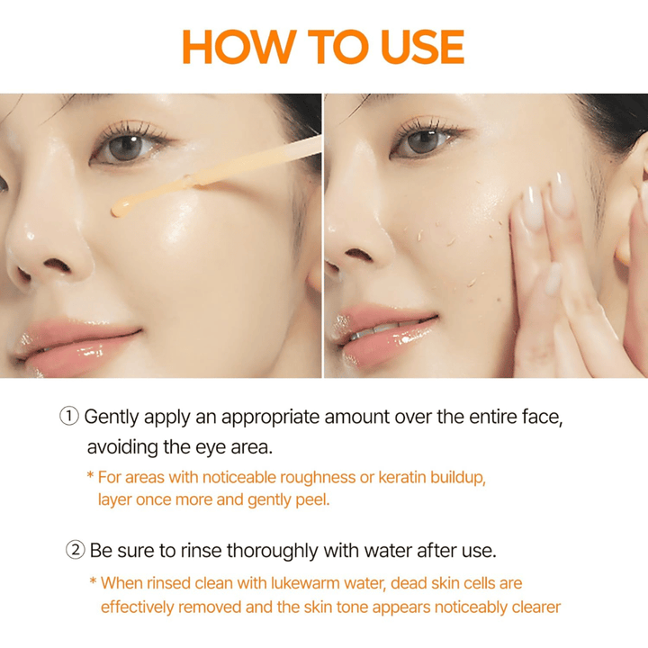 Dr Melaxin Peel Shot Kojic Acid Turmeric Serum wordt op het gezicht aangebracht voor exfoliatie, een egalere teint en verminderde pigmentvlekken