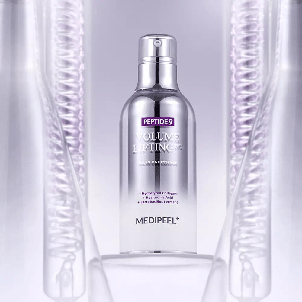 Medi-Peel Peptide 9 Volume Lifting Essence huidverzorging – Koreaanse essence met peptiden en collageen die helpen om fijne lijntjes te verminderen en de huidbarrière te versterken.