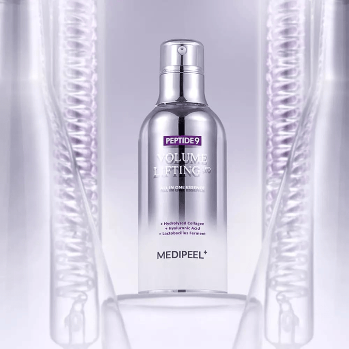 Medi-Peel Peptide 9 Volume Lifting Essence huidverzorging – Koreaanse essence met peptiden en collageen die helpen om fijne lijntjes te verminderen en de huidbarrière te versterken.