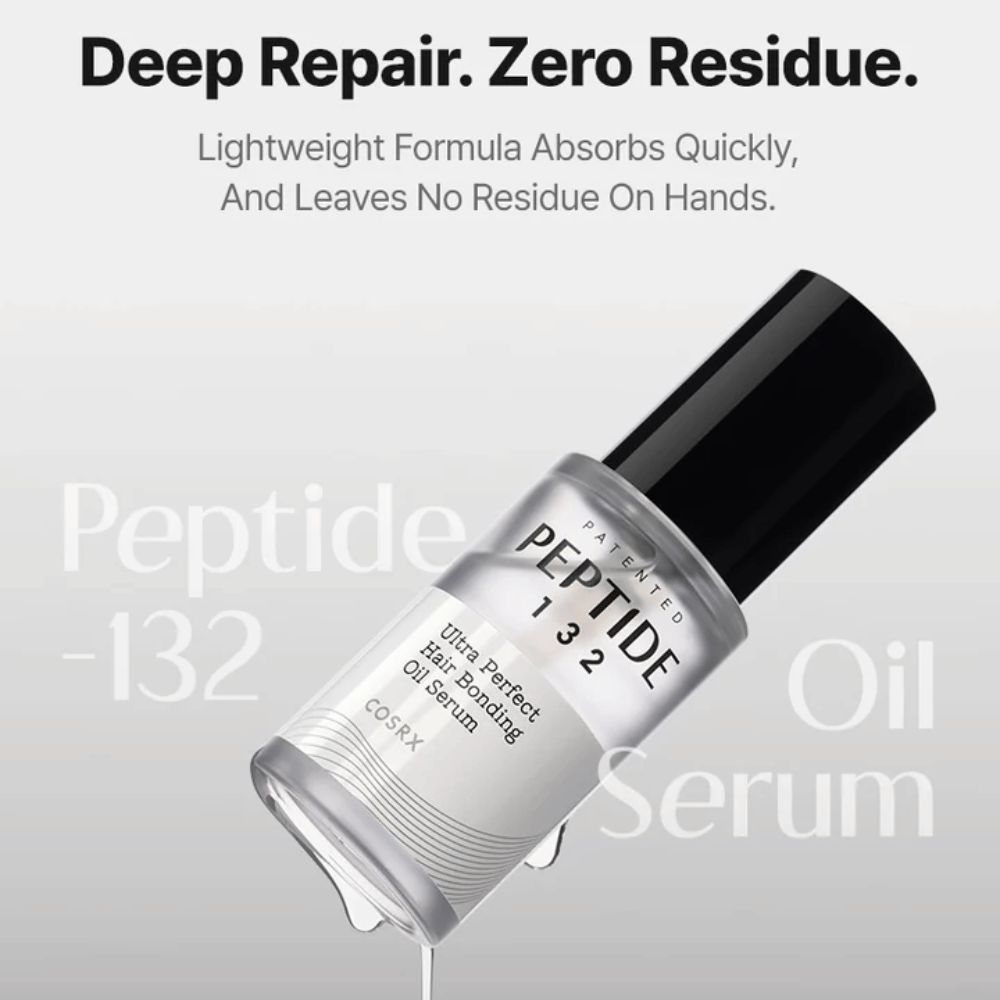COSRX Peptide 132 Oil Serum – lichte formule die snel wordt opgenomen en het haar herstelt zonder residu achter te laten.