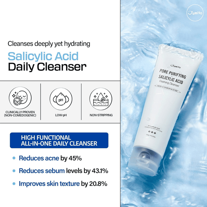 Jumiso Salicylic Acid Foaming Cleanser 0.5% – diep reinigende Koreaanse gezichtsreiniger die acne vermindert, talg reguleert en de huidtextuur verbetert