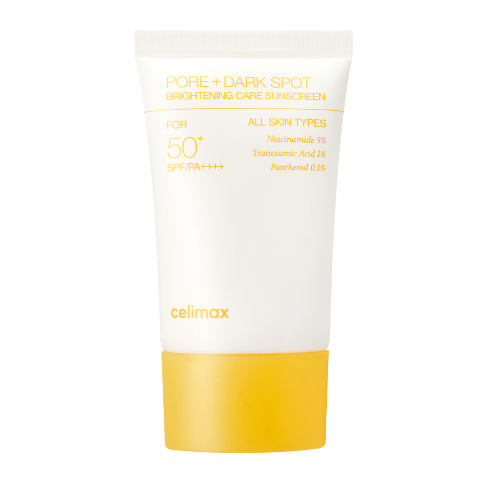 Celimax Pore+Dark Spot Brightening Care Sunscreen SPF50+ PA++++ – lichte Koreaanse zonnebrandcrème met niacinamide en tranexaminezuur voor helderdere en egalere huid