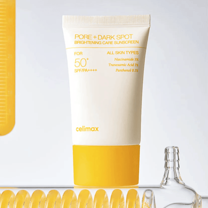 Celimax Pore+Dark Spot Brightening Care Sunscreen SPF50+ PA++++ 50 ml – zonbescherming voor alle huidtypes die donkere vlekken vermindert en de huidtint egaliseert