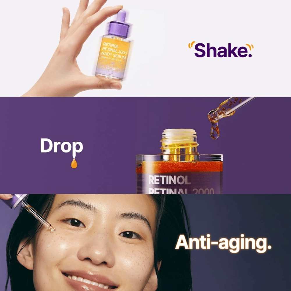PURITO SEOUL Retinol Retinal 2000 NAD+ Serum – anti-aging serum met retinol en retinal dat met een pipet wordt aangebracht voor een stevigere en egalere huid.