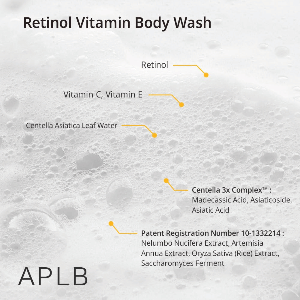 4. APLB Retinol Vitamin C Vitamin E Body Wash – ingrediënten met retinol, vitamine C, vitamine E en Centella Asiatica