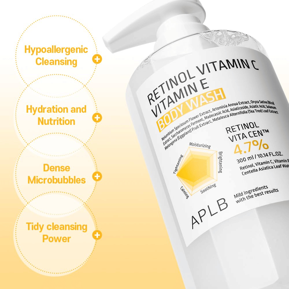 3. APLB Retinol Vitamin C Vitamin E Body Wash – hydraterende bodywash met retinol, vitamine C, vitamine E en centella