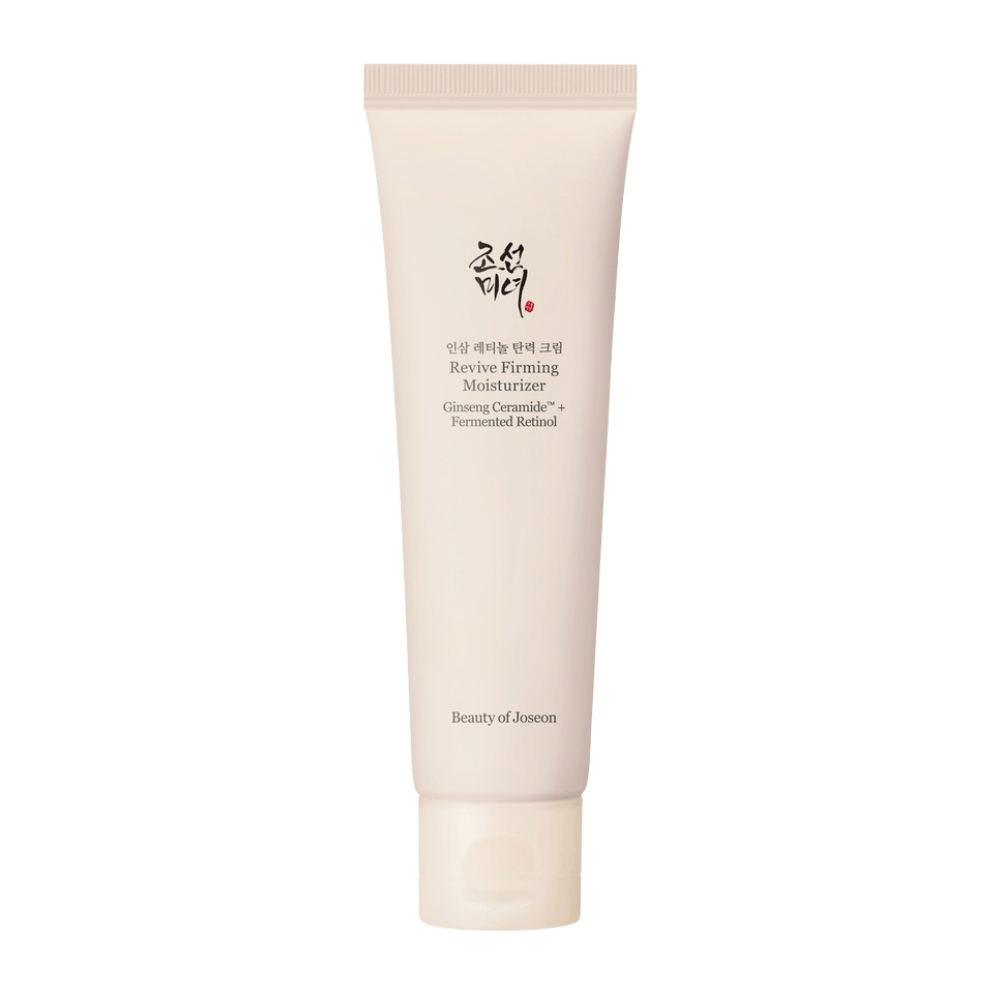 Afbeelding – vrijstaand product (belangrijkst)
Beauty of Joseon Revive Firming Moisturizer – gezichtscrème met ginseng en retinol die hydrateert, de huid versterkt en tekenen van veroudering tegengaat.