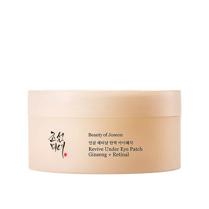 Beauty of Joseon Revive Under Eye Patch Ginseng + Retinal  in pot, Koreaanse oogpatches die helpen fijne lijntjes, donkere kringen en droogheid rond de ogen te verminderen.