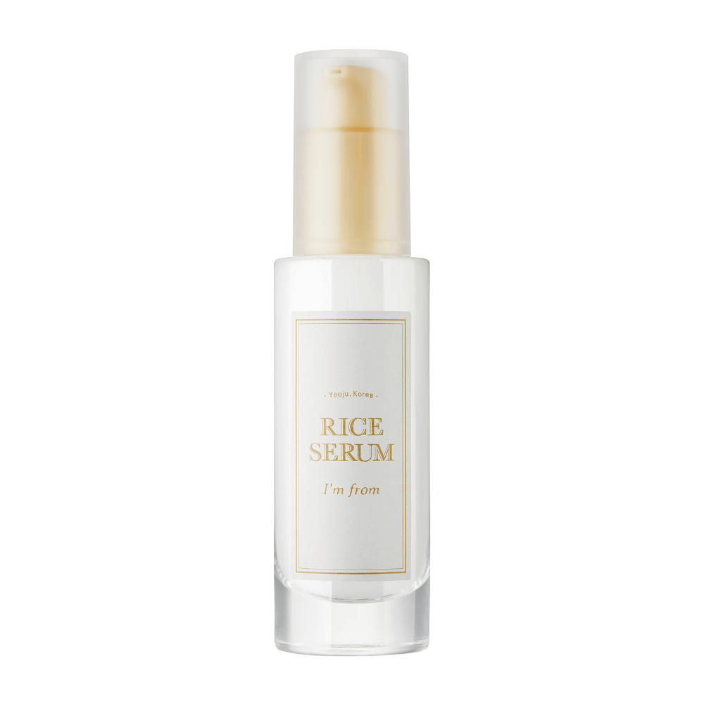 Fles met "I'm from" Rice Serum, huidverzorgingsserum met rijstextract.