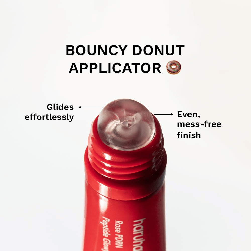 Haruharu Wonder Rose PDRN Peptide Glowy Balm – lippenbalsem met ronde applicator voor een gelijkmatige applicatie