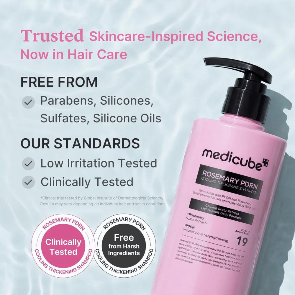 Medicube Rosemary PDRN Cooling Thickening Shampoo met klinisch geteste formule zonder sulfaten, siliconen en parabenen