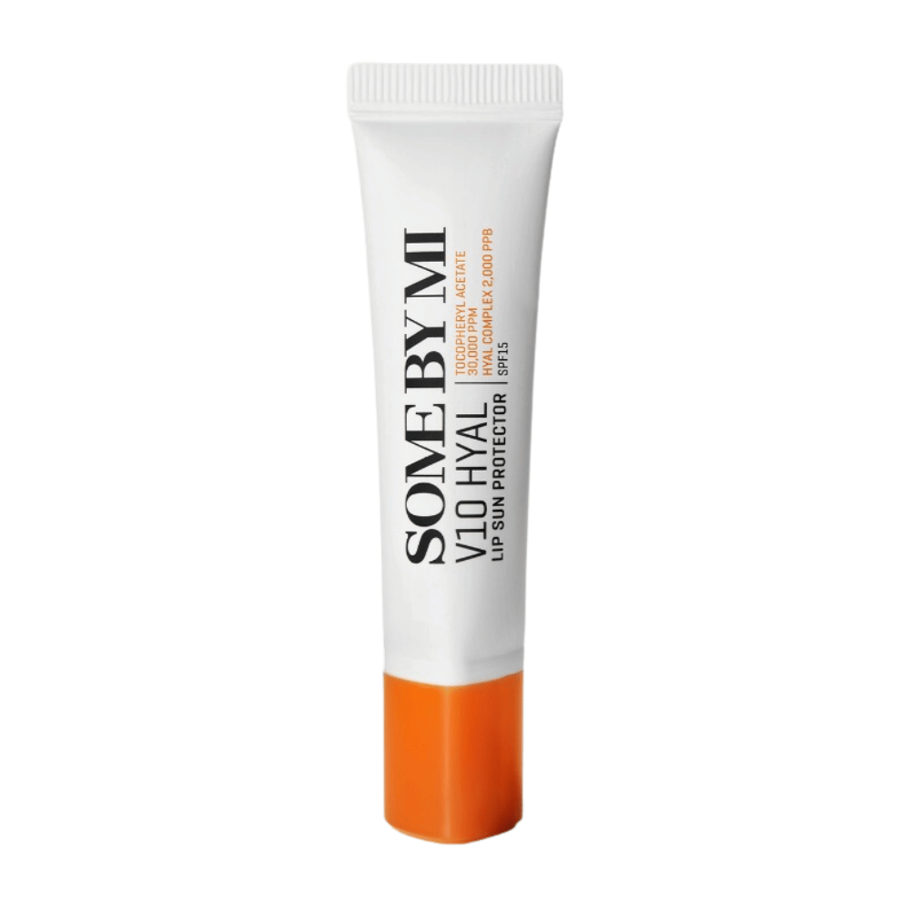 Een tube Some By Mi V10 Hyal Lip Sun Protector SPF15 7ml op witte achtergrond.