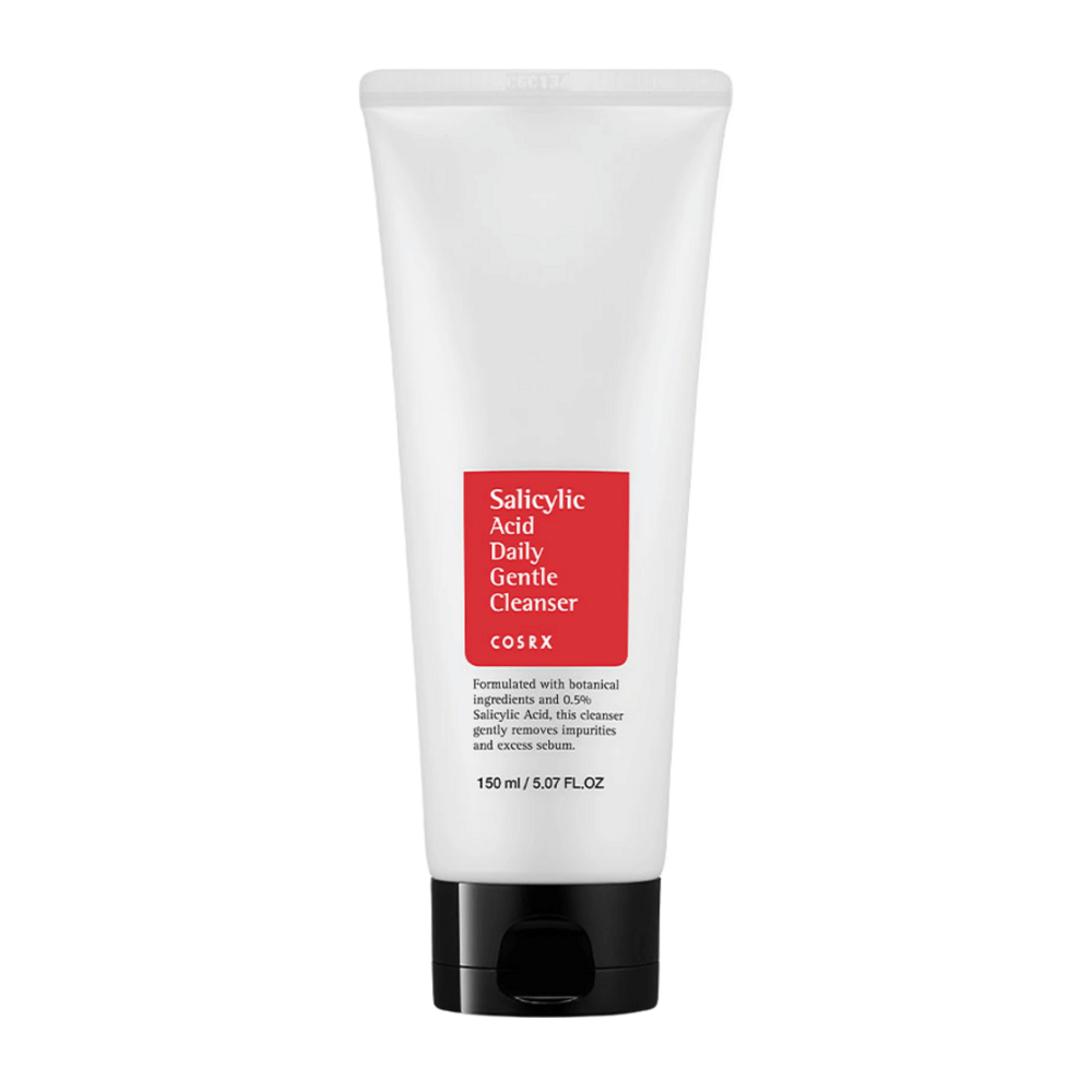 COSRX Salicylic Acid Daily Gentle Cleanser 150 ml in witte tube met zwarte dop en rood etiket.