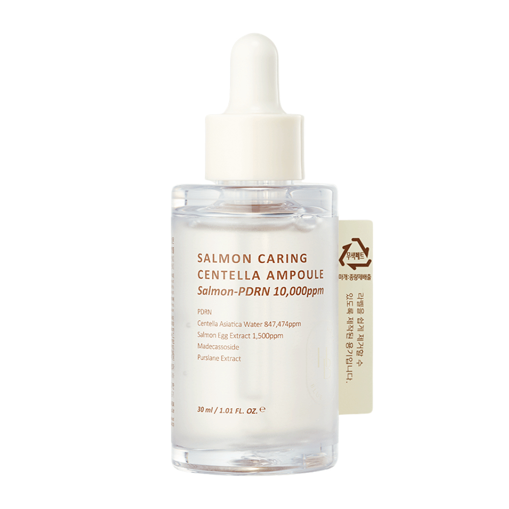 Heveblue Salmon Caring Centella Ampoule Salmon-PDRN 10,000ppm – Koreaans serum om roodheid te kalmeren, de huidbarrière te versterken en gehydrateerde huid te geven