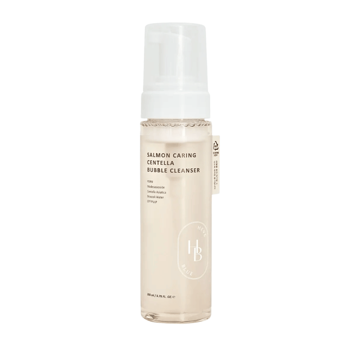 Heveblue Salmon Caring Centella Bubble Cleanser gezichtsreiniging – Koreaanse reinigingsschuim met Centella Asiatica en PDRN dat helpt om poriën te reinigen, de huid te kalmeren en te hydrateren.