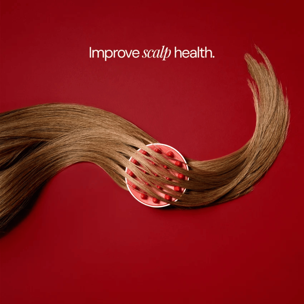 Scalp Massage Brush – rode en witte massageborstel met siliconen nopjes voor de hoofdhuid