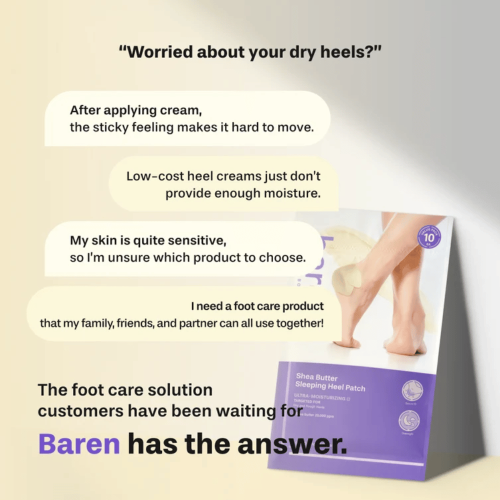 BAREN Shea Butter Sleeping Heel Patch – intensieve voetverzorging voor droge en ruwe hielen