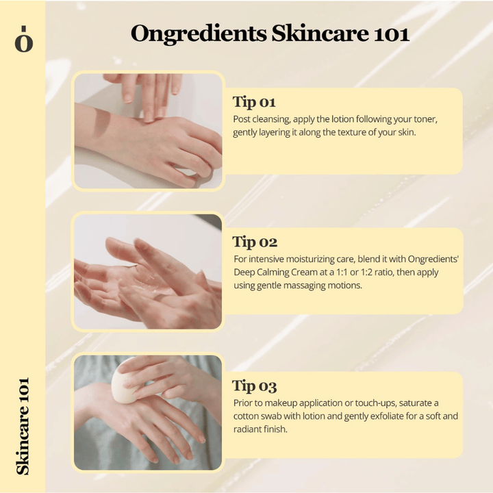 Ongredients Skin Barrier Calming Lotion gezichtslotion die de huidbarrière versterkt, de huid hydrateert en de gevoelige huid kalmeert.