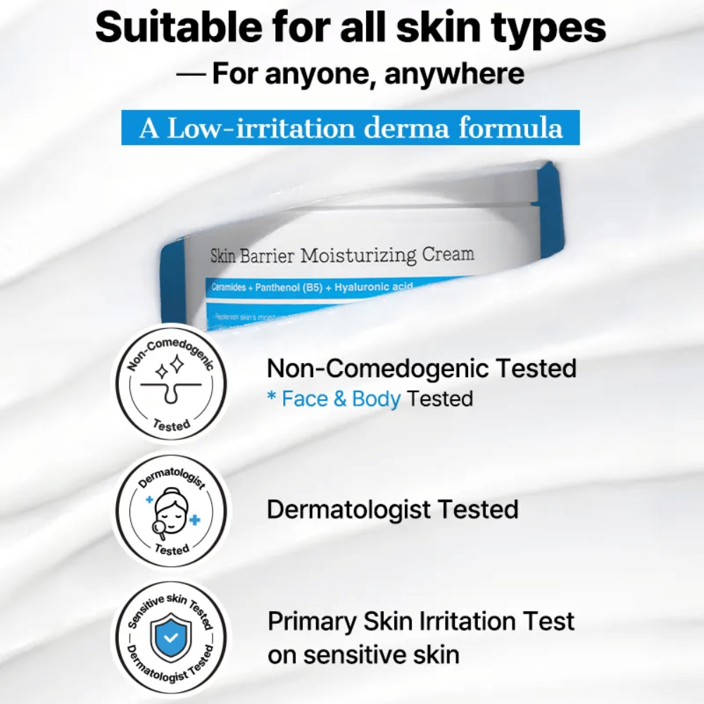 COSRX Skin Barrier Moisturizing Cream – dermatologisch getest, niet-comedogene formule voor gevoelige huid.