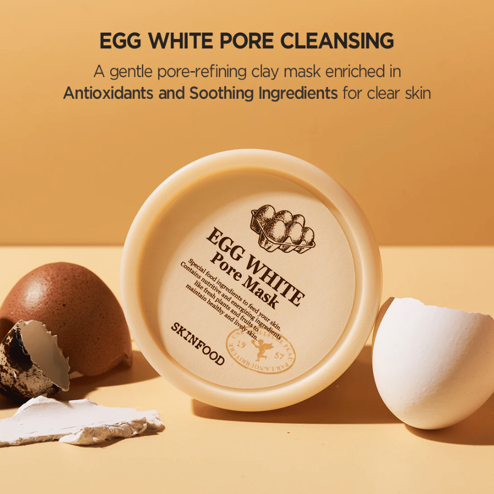 SKINFOODs Egg White Pore Mask 120g is ideaal voor huidverbetering.
