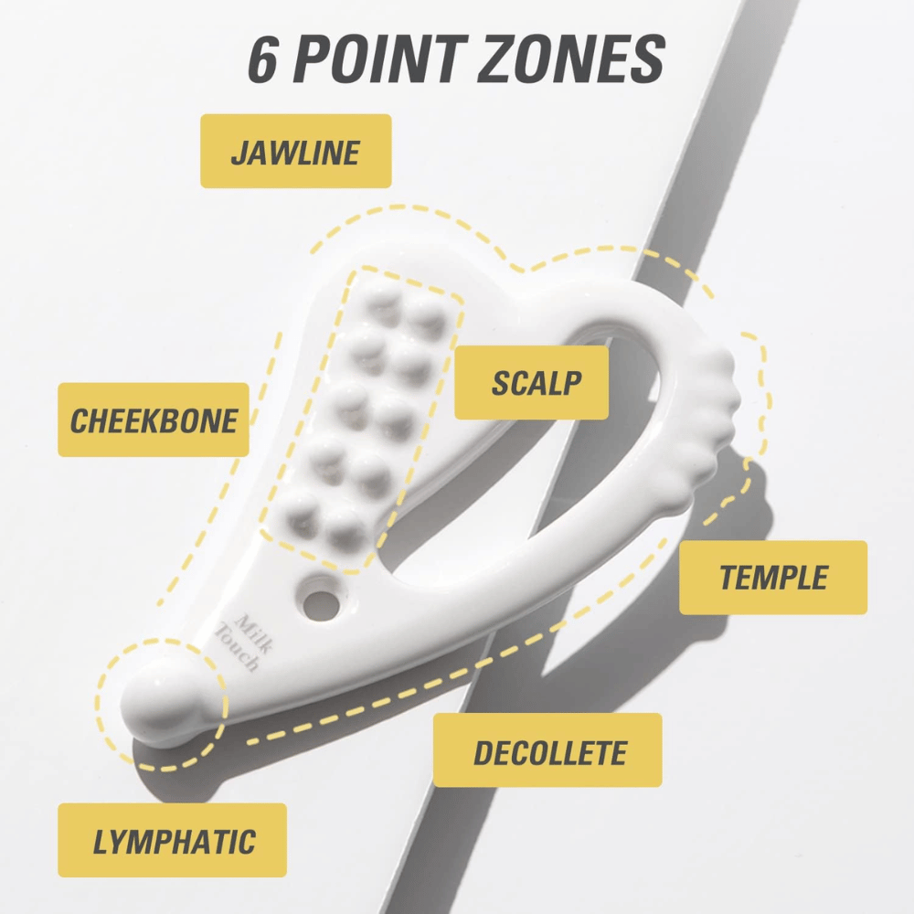 6-puntszones Slim Face Ceramic Gua Sha voor natuurlijke contouren van Milk Touch.