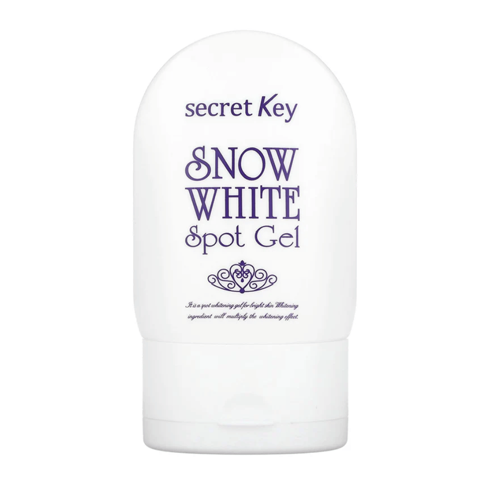 Productafbeelding van Secret Key Snow White Spot Gel in witte verpakking met paarse tekst.