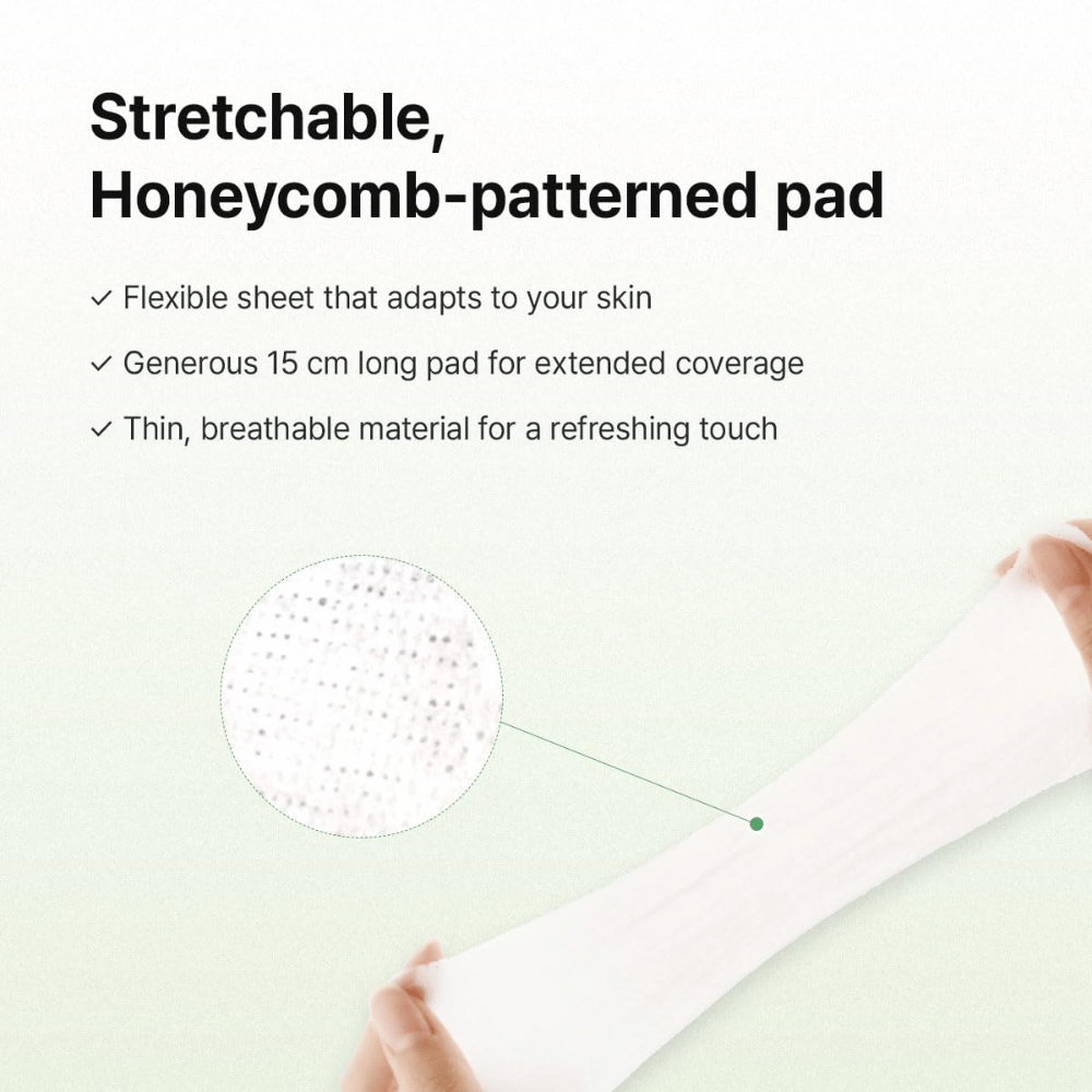 Afbeelding – materiaal / functie (stretch + structuur)
Dr. Althea Stretchfit Calming Pad met rekbare honingraatstructuur die zich aanpast aan de huid voor maximale dekking en comfort.