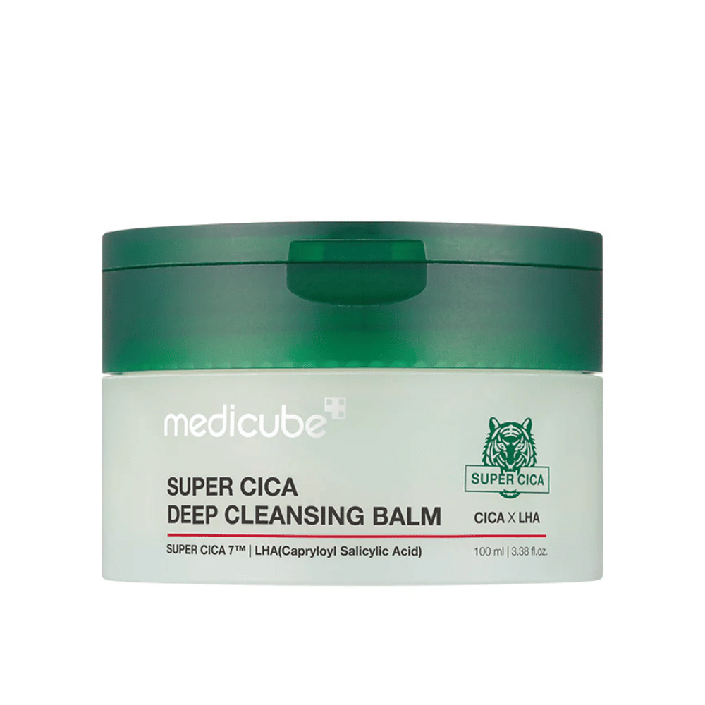 Medicube Super Cica Deep Cleansing Balm is een reinigingsbalsem die de poriën diep reinigt en make-up en onzuiverheden verwijdert. Het is verrijkt met Super Cica en LHA om de huid te kalmeren en in balans te brengen, terwijl het de huid fris en gehydrateerd achterlaat.