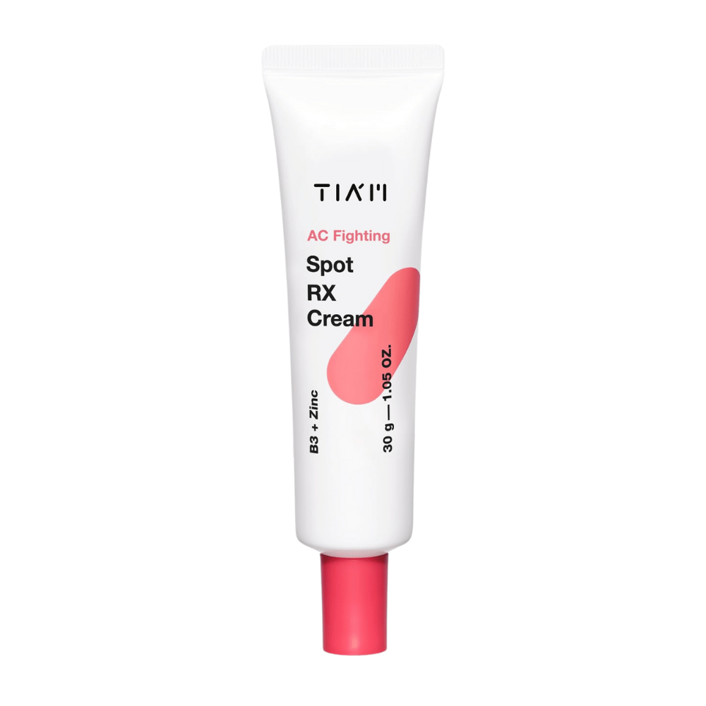 TIA'M AC Fighting Spot RX Cream – puntbehandeling met zink en niacinamide voor onzuivere huid, vermindert ontsteking en roodheid.