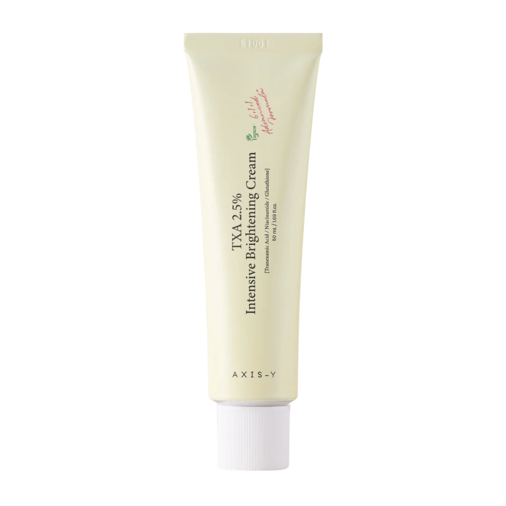 Zuivere productafbeelding van AXIS - Y TXA 2.5% Intensive Brightening Cream in staand formaat met focus op het stijlvolle design en het brightening-concept.