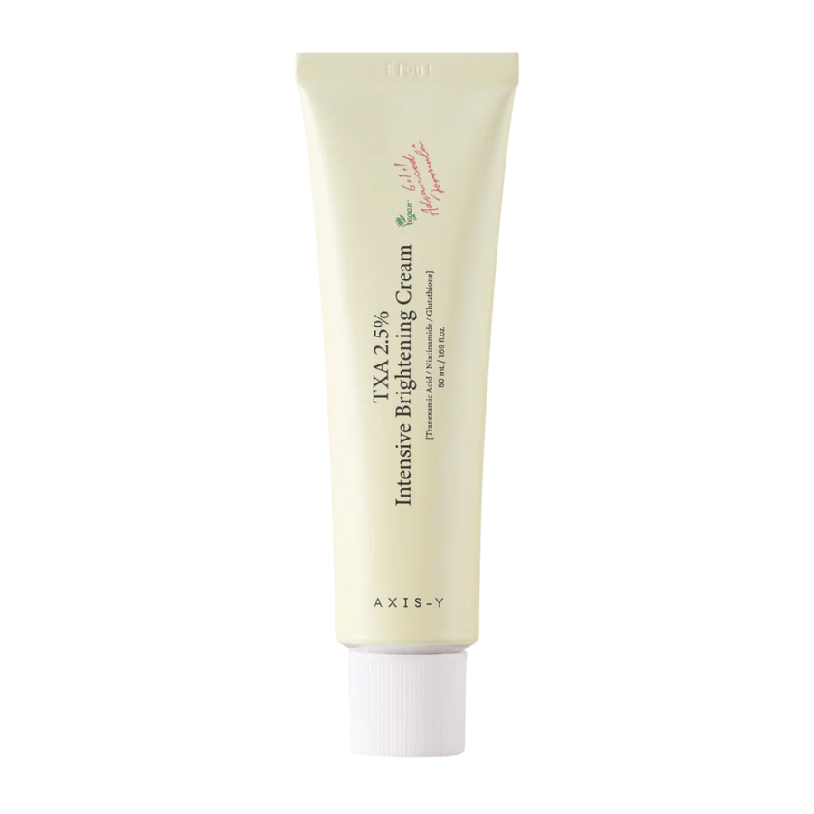 Zuivere productafbeelding van AXIS - Y TXA 2.5% Intensive Brightening Cream in staand formaat met focus op het stijlvolle design en het brightening-concept.