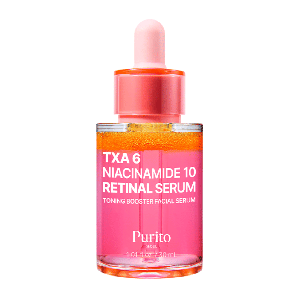 Productafbeelding van Purito TXA 6 Niacinamide 10 Retinal Serum 30 ml. Toning booster-serum dat de huidstructuur en gloed verbetert.