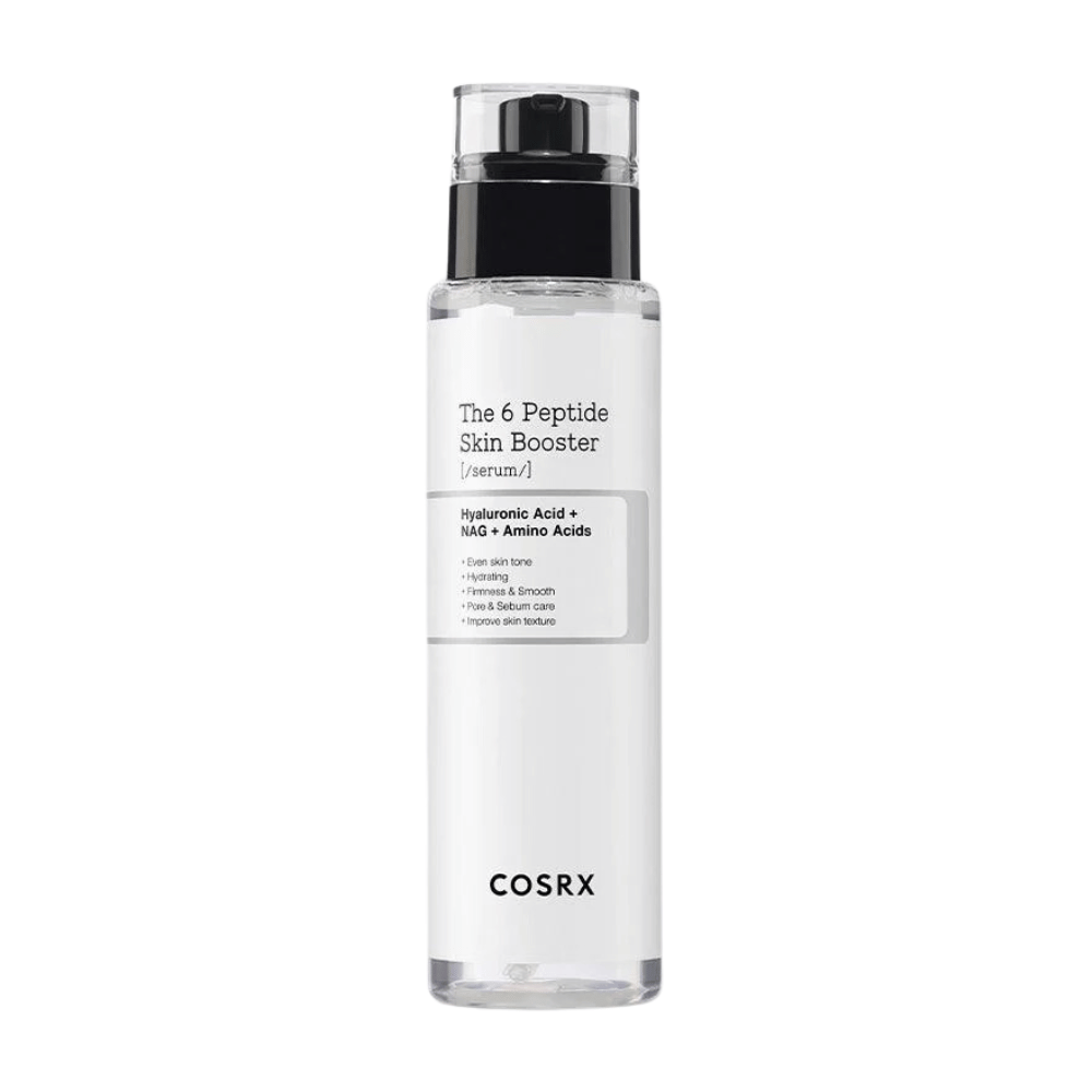 Fles met huidverzorgingsserum "The 6 Peptide Skin Booster" met hyaluronzuur en aminozuren van COSRX.
