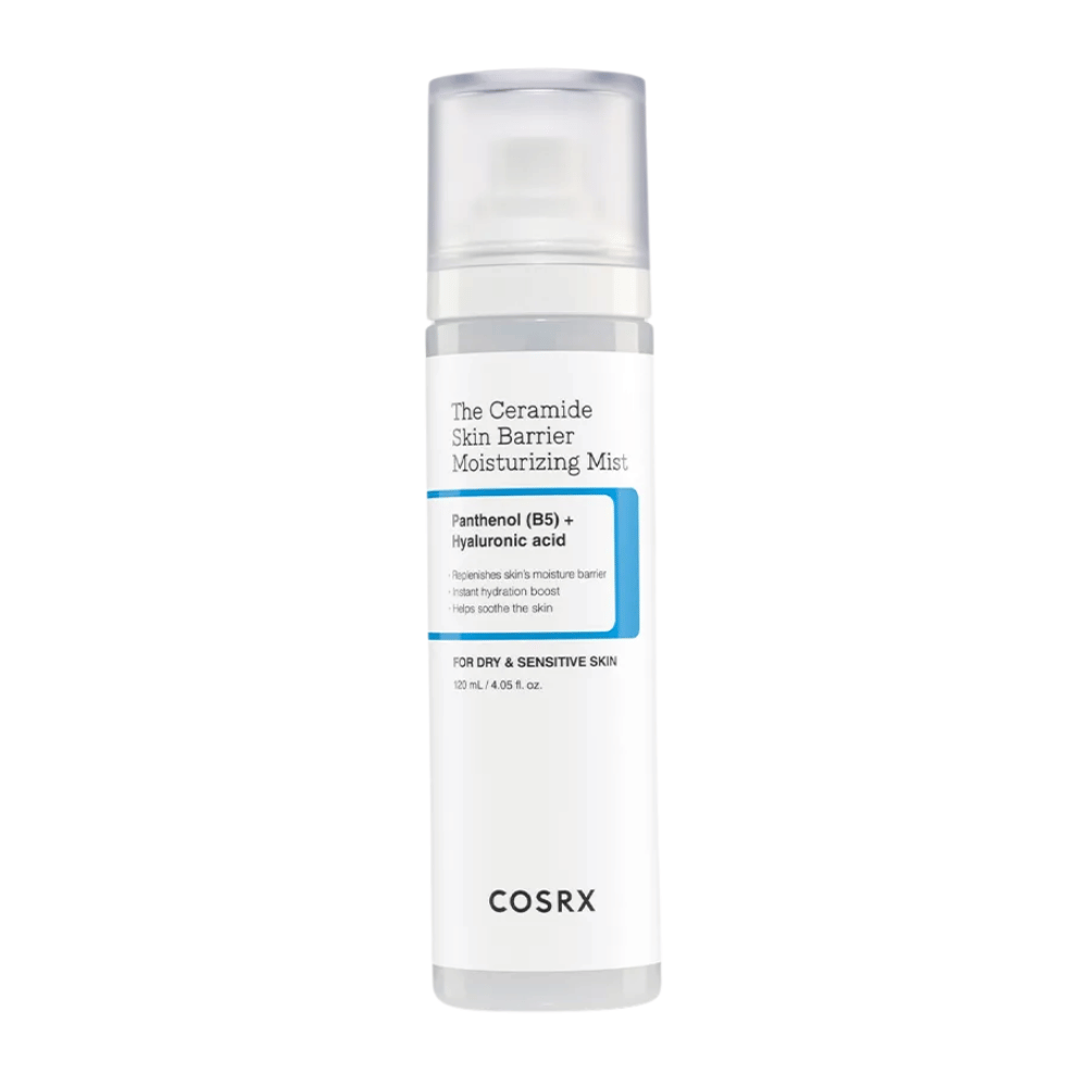 Productafbeelding van COSRX Ceramide Skin Barrier Moisturizing Mist – hydraterende spray met panthenol en hyaluronzuur.