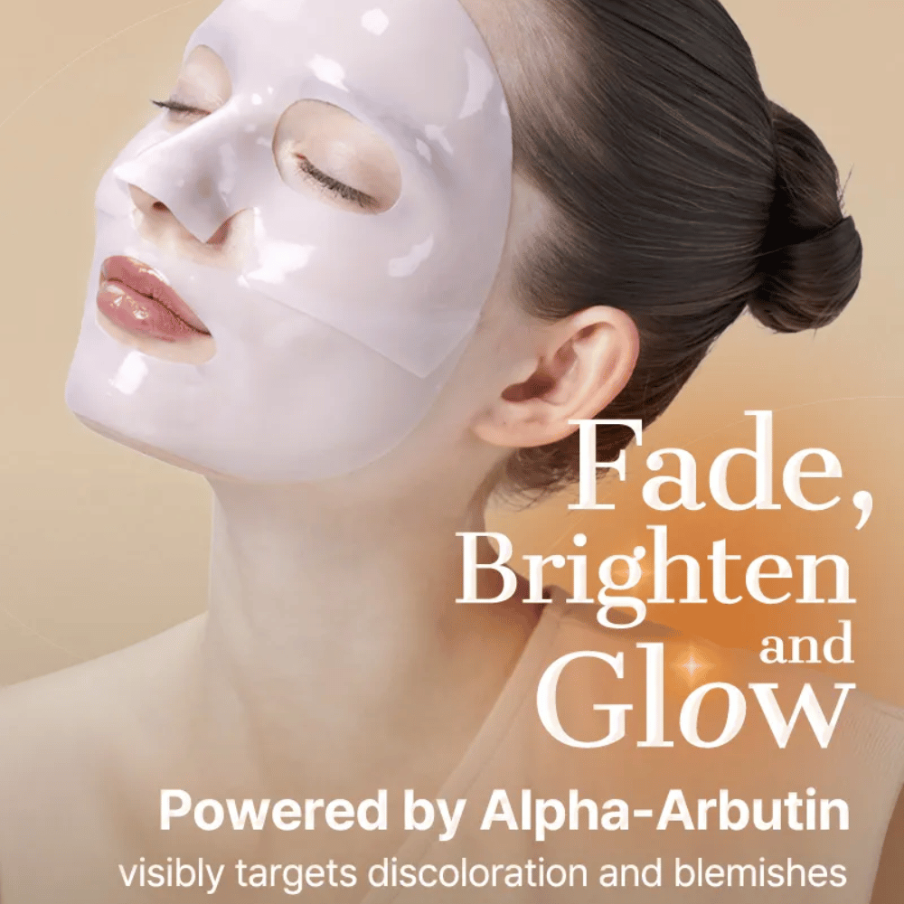 Toepassing van COSRX Alpha-Arbutin Discoloration Care Hydrogel Mask – hydrogel Sheet mask die strak zit en maximale werking biedt tegen een ongelijkmatige huidteint.