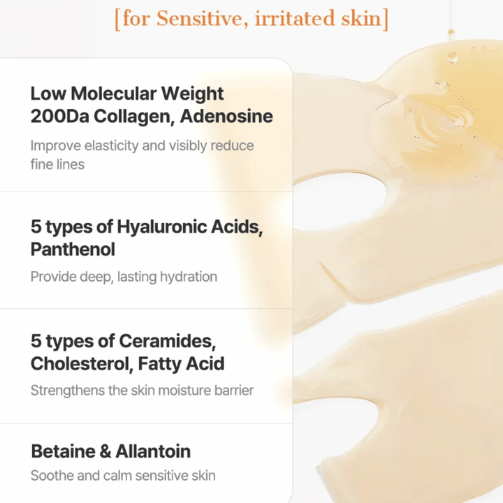 COSRX Alpha-Arbutin Discoloration Care Hydrogel Mask met ceramiden, hyaluronzuur en panthenol – kalmerende Sheet mask voor gevoelige en geïrriteerde huid.