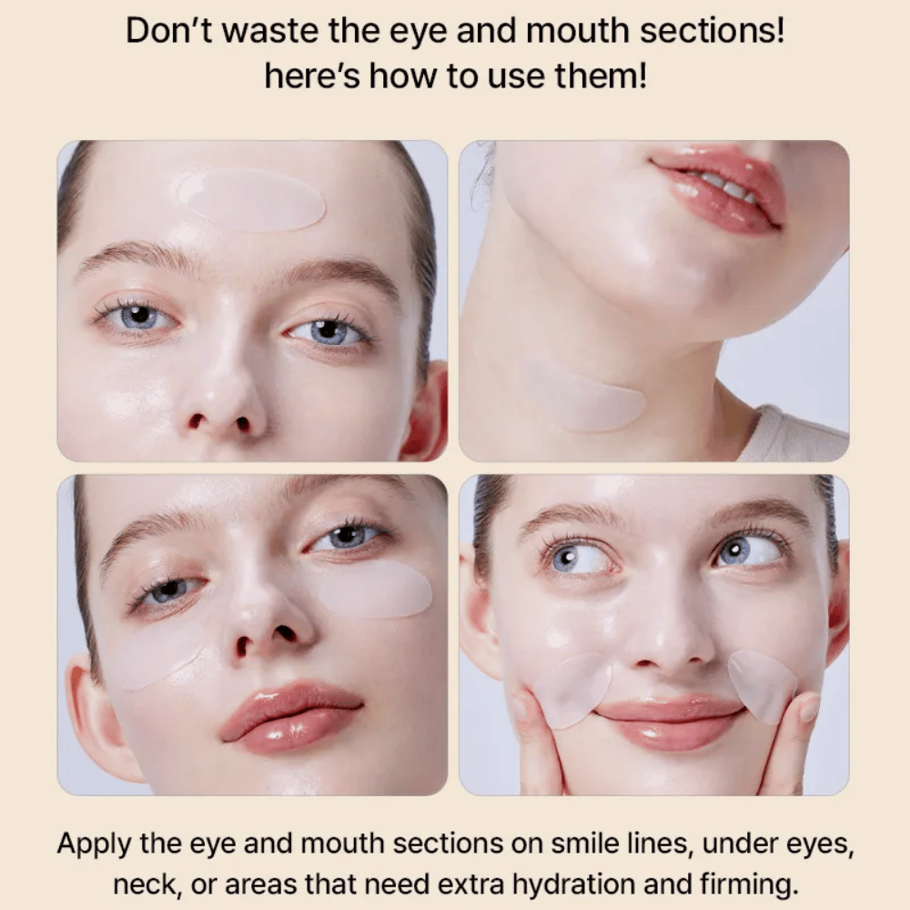 Gebruik van COSRX Alpha-Arbutin Hydrogel Mask rond ogen en mond – multifunctionele Sheet mask die extra hydratatie en stevigheid biedt waar de huid het meest nodig heeft.