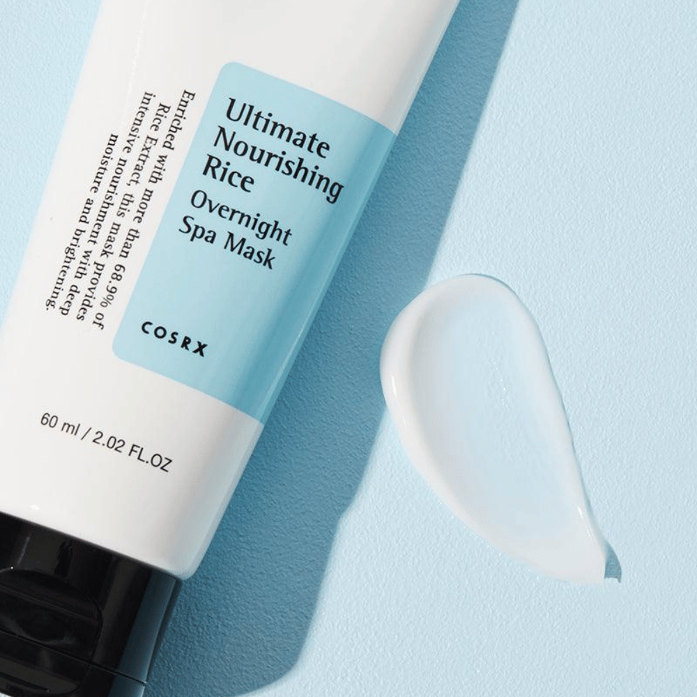 COSRX Rice Overnight Spa Mask romige textuur met rijstextract dat 's nachts glans en zachte huid geeft
