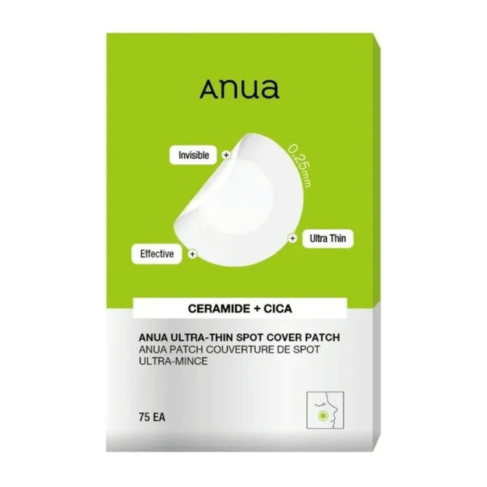 Anua Ultra-Thin Spot Cover Patch is een ultradunne en onzichtbare vlekbehandeling met ceramiden en Cica. Effectief om geïrriteerde huid te kalmeren en te beschermen tegen vervuiling. Perfect voor discreet gebruik dag en nacht!