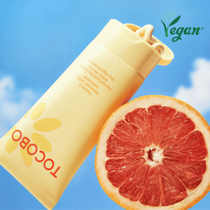 Tocobo zonnecrème met grapefruit en vitamine E die beschermt tegen UV-stralen en de huid glans en hydratatie geeft