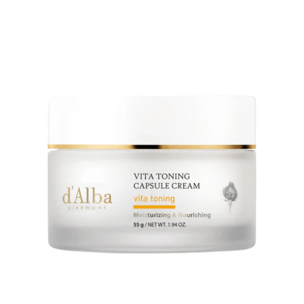 d'Alba Vita Toning Capsule Cream gezichtscrème – Koreaanse glow-crème met vitaminen capsules die helpen de huid te hydrateren en een egalere, stralendere teint te geven.