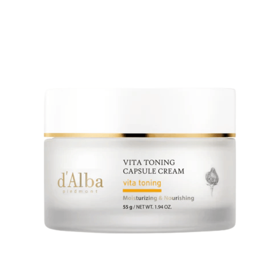 d'Alba Vita Toning Capsule Cream gezichtscrème – Koreaanse glow-crème met vitaminen capsules die helpen de huid te hydrateren en een egalere, stralendere teint te geven.