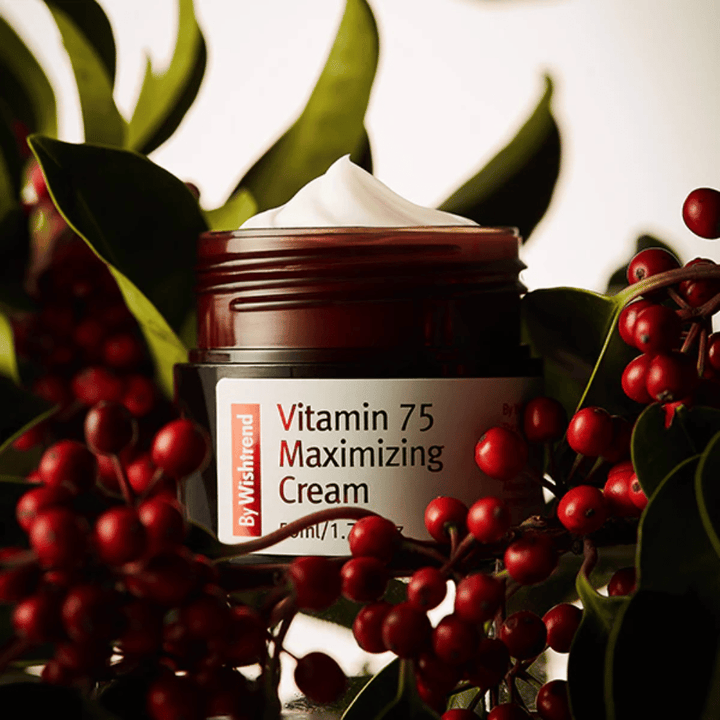 By Wishtrend Vitamin 75 Maximizing Cream met duindoornextract rijk aan vitaminen dat glow geeft, de huid hydrateert en de uitstraling van de huid verbetert.