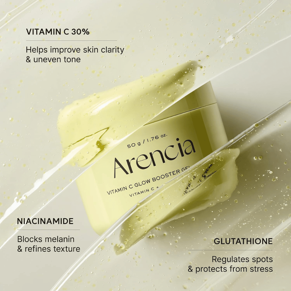Arencia Vitamin C Glow Booster Gel Cream – met 30% vitamine C, niacinamide en glutathion voor een egalere huidtint en meer glow