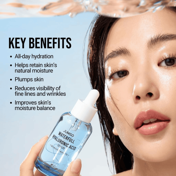 Jumiso Waterfull Hyaluronic Acid Serum 50 ml – intensief hydraterend hyaluronzuur serum dat de huid voller maakt en de zichtbaarheid van fijne lijntjes vermindert
