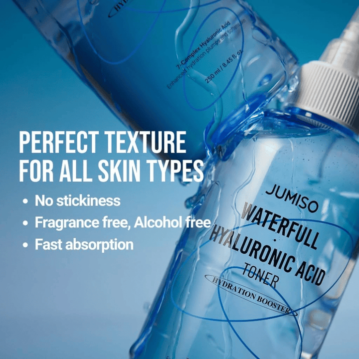 Jumiso Waterfull Hyaluronic Acid Toner – hydraterende hyaluronzuurtoner zonder parfum en alcohol, snel absorberende gezichtstoner voor alle huidtypes